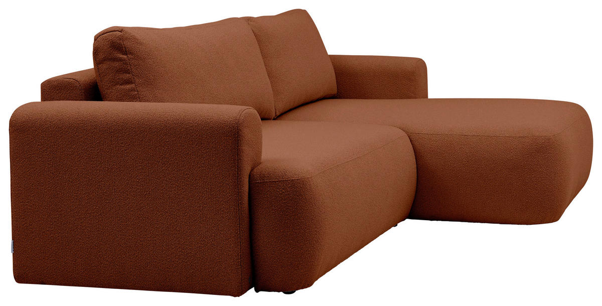 ECKSOFA Rostfarben Bouclé Rückenkissen, Rücken echt  - Rostfarben/Schwarz, KONVENTIONELL, Kunststoff/Textil (257/170cm) - Tom Tailor