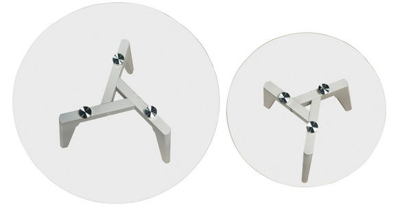 BEISTELLTISCHSET Eiche massiv rund Klar, Weiß  - Klar/Weiß, Design, Glas/Holz (50/40/50/40/45/40cm) - Carryhome