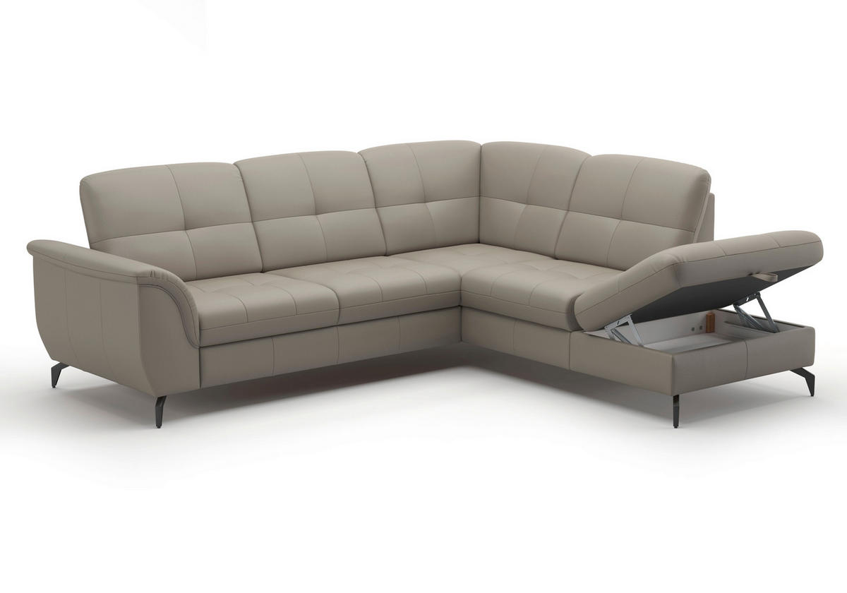 ECKSOFA in Vliesstoff Kombination Echtleder/Stoff Grau  244/212 cm  - Schwarz/Grau, MODERN, Leder/Textil (244/212cm) - Sit & More