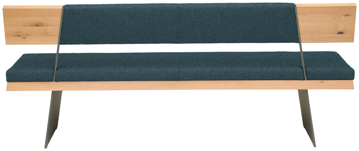 SITZBANK 207/90/58 cm  in Schwarz, Petrol, Wildeiche  - Wildeiche/Petrol, Natur, Holz/Textil (207/90/58cm) - Voglauer