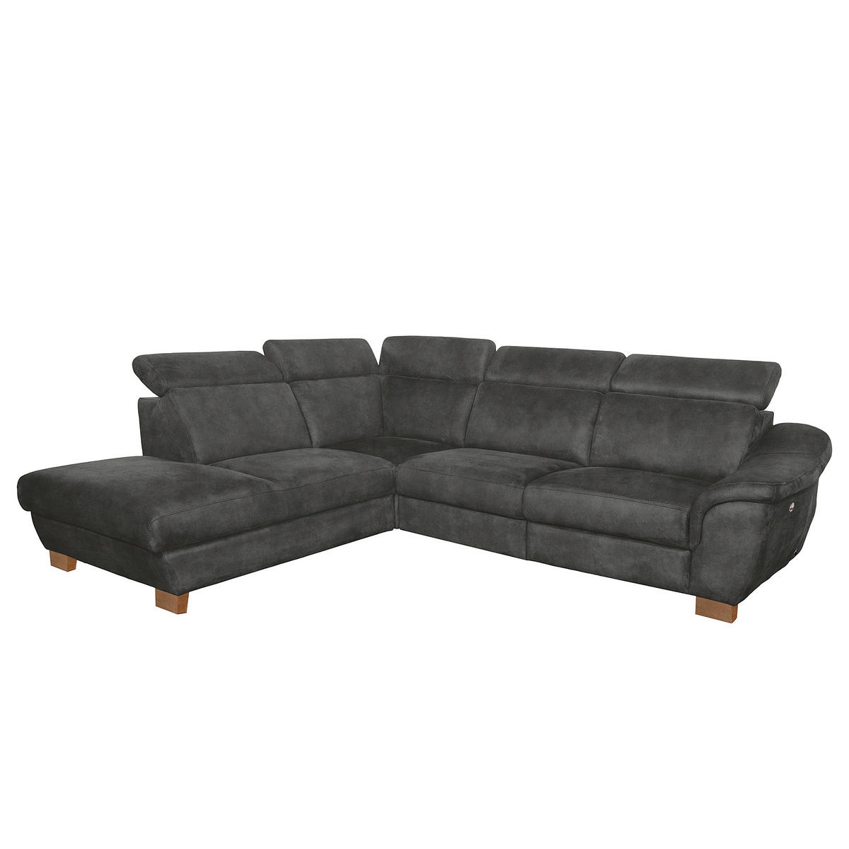 ECKSOFA Mikrofaser Anthrazit  - Anthrazit/Naturfarben, Design, Holz/Textil (238/276cm) - Livetastic