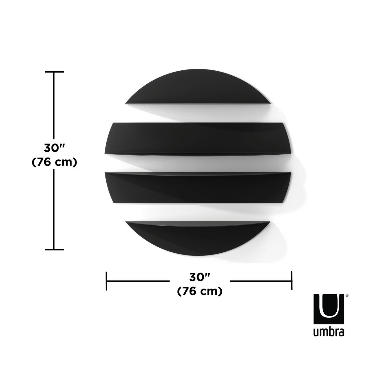 NÁSTĚNNÝ REGÁL, černá, 76/76/19 cm - černá, Basics, kov (76/76/19cm) - Umbra