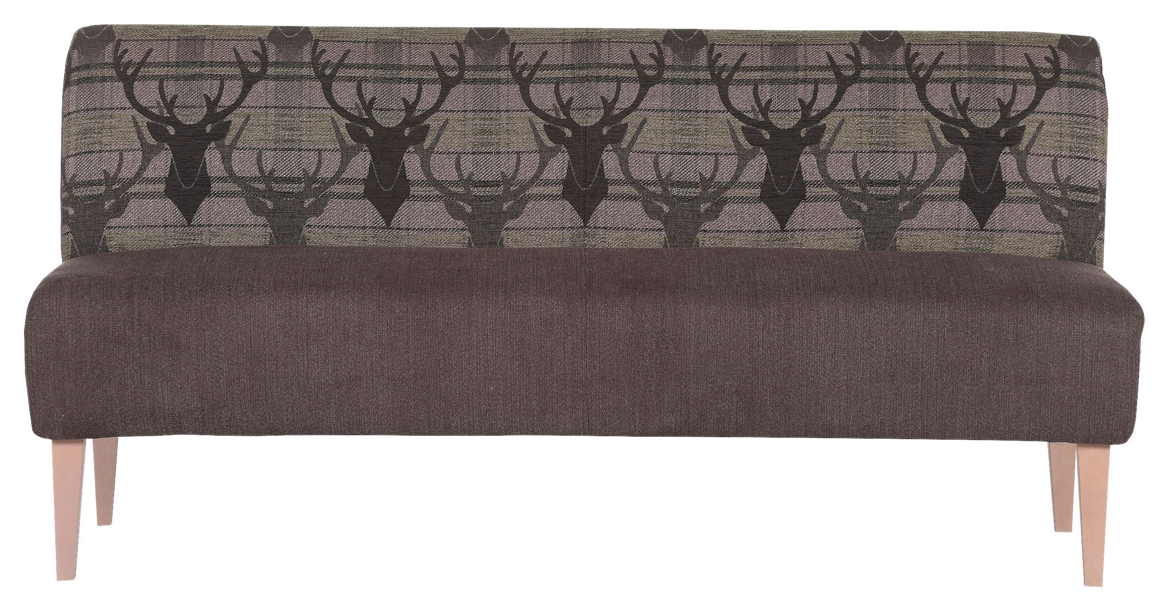 SITZBANK 187/92/76 cm Chenille, Flachgewebe Braun, Grün, Schwarz, Hellbraun massiv Holz  - Hellbraun/Eichefarben, ROMANTIK / LANDHAUS, Holz/Textil (187/92/76cm) - Landscape