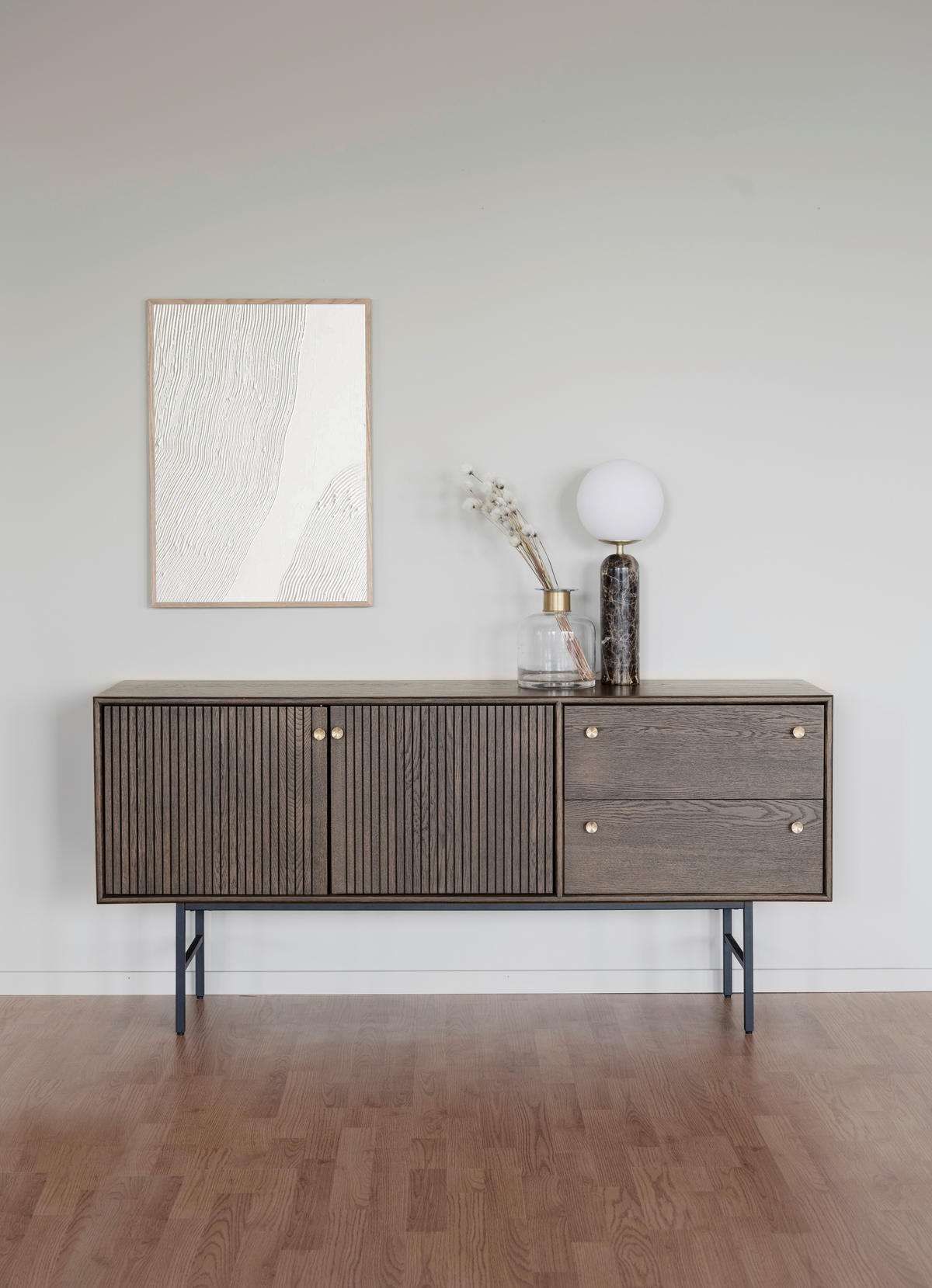 SIDEBOARD 160/75/42 cm  - svart/mörkbrun, Design, metall/trä (160/75/42cm) - Rowico