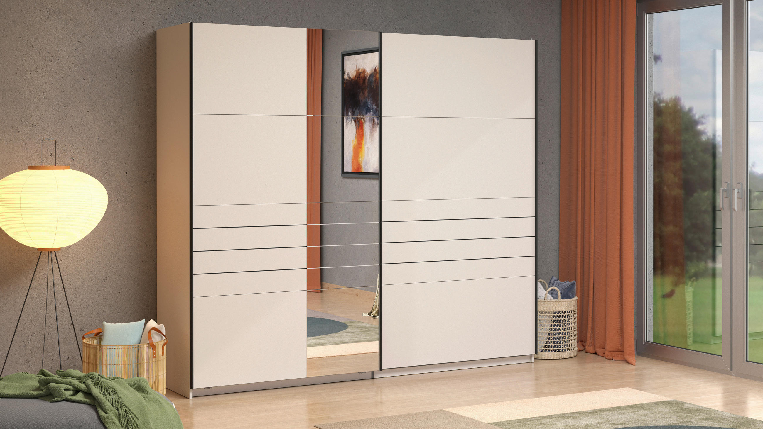 SKRIŇA S POS. DVER. – HOR.VED, kašmírová, 245/217,5/61 cm - čierna/kašmírová, Basics, kov/kompozitné drevo (245/217,5/61cm) - Xora