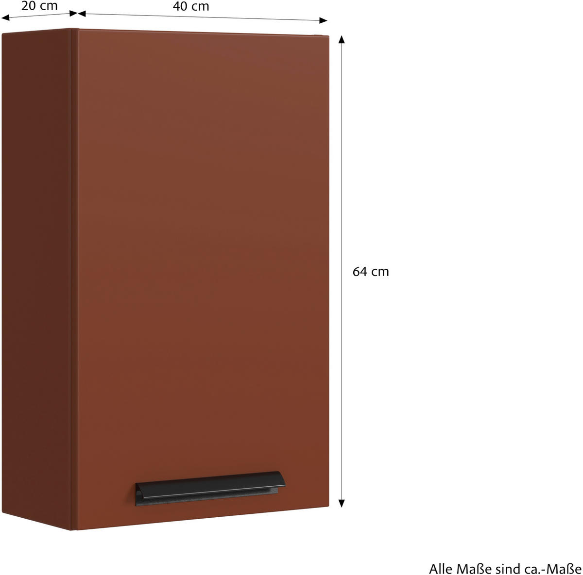 HÄNGESCHRANK 40/64/20 cm  - Rot/Schwarz, KONVENTIONELL, Holzwerkstoff/Metall (40/64/20cm) - Xora