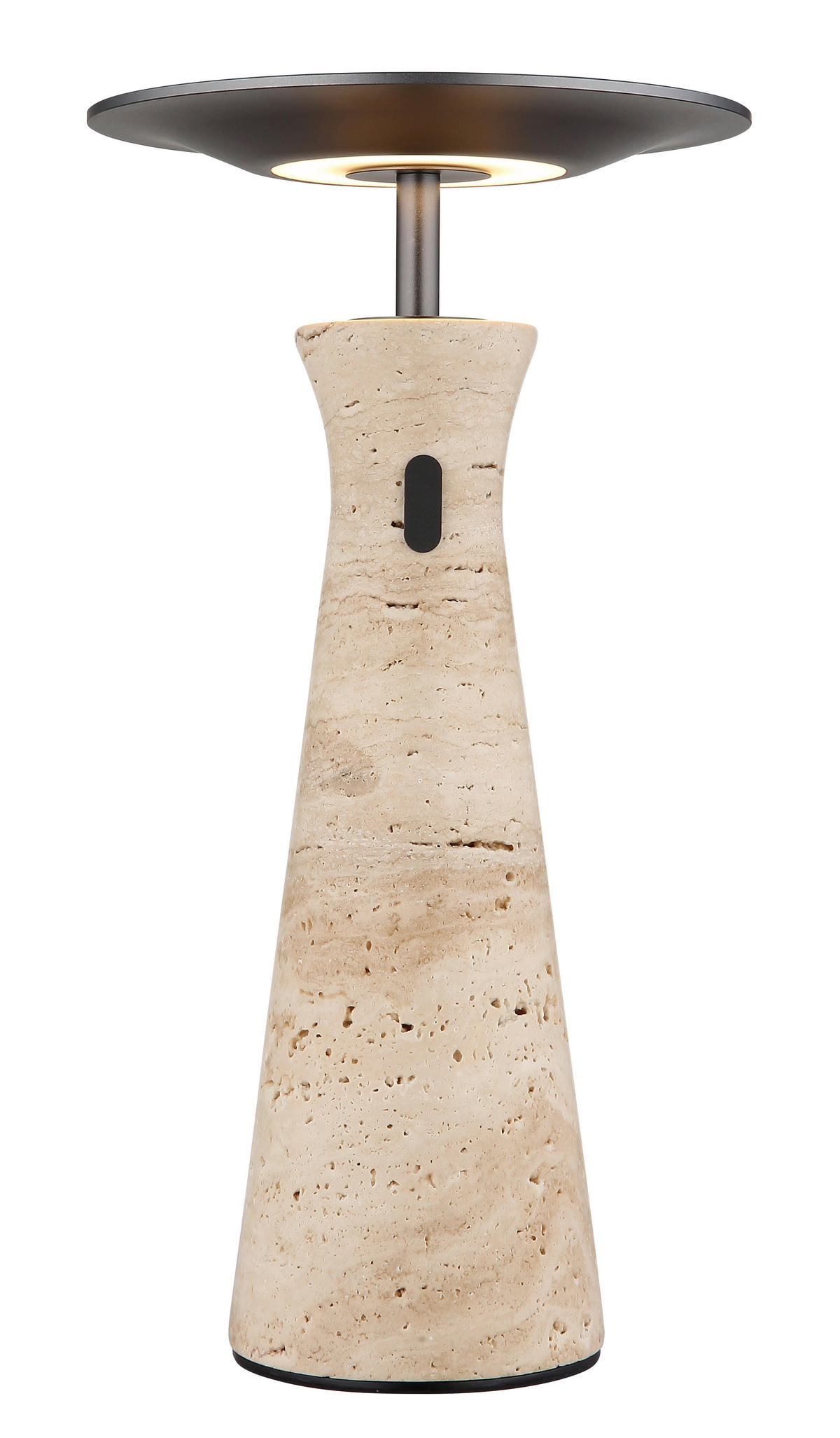 AKKU-TISCHLEUCHTE TRAVERTIN 20/33,6 cm  - Graphitfarben/Weiß, Design, Kunststoff/Stein (20/33,6cm)