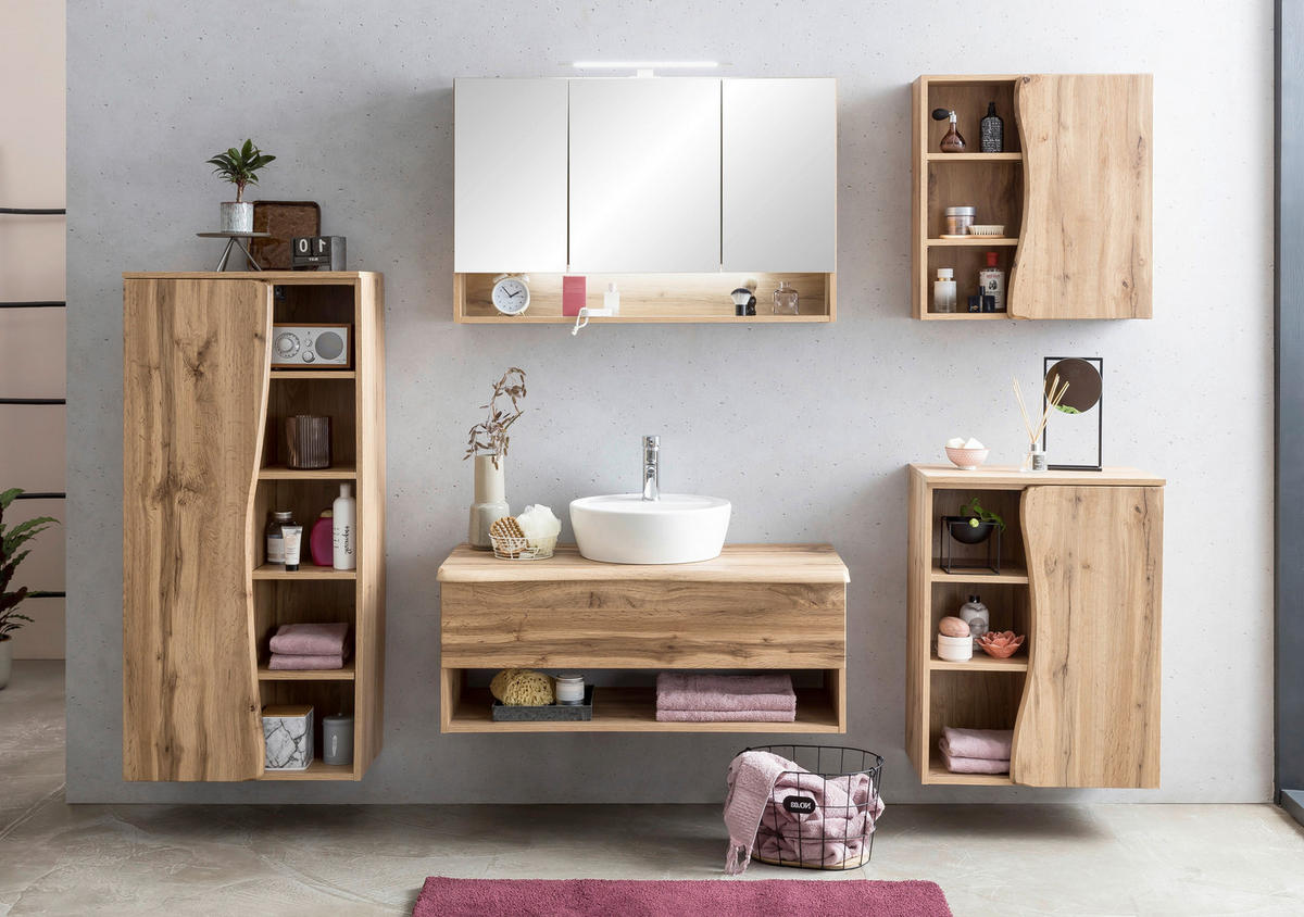 MIDISCHRANK 60/130/35 cm  - Silberfarben/Eiche Wotan, Natur, Holzwerkstoff/Kunststoff (60/130/35cm) - Xora