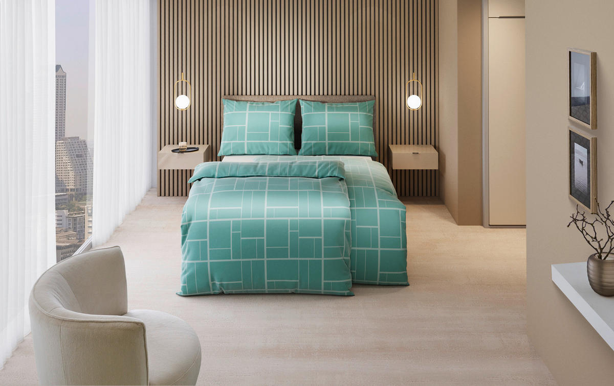 BETTWÄSCHESET Satin 160/210 cm  65 cm/100 cm  - Jadegrün, Konventionell, Textil (160/210cm) - Dieter Knoll