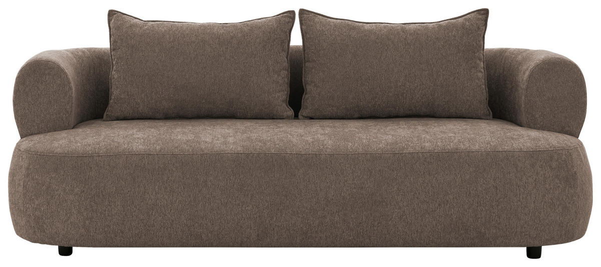 3-SITZER-SOFA Chenille Braun  - Schwarz/Braun, Design, Kunststoff/Textil (200/76/96cm) - Livetastic