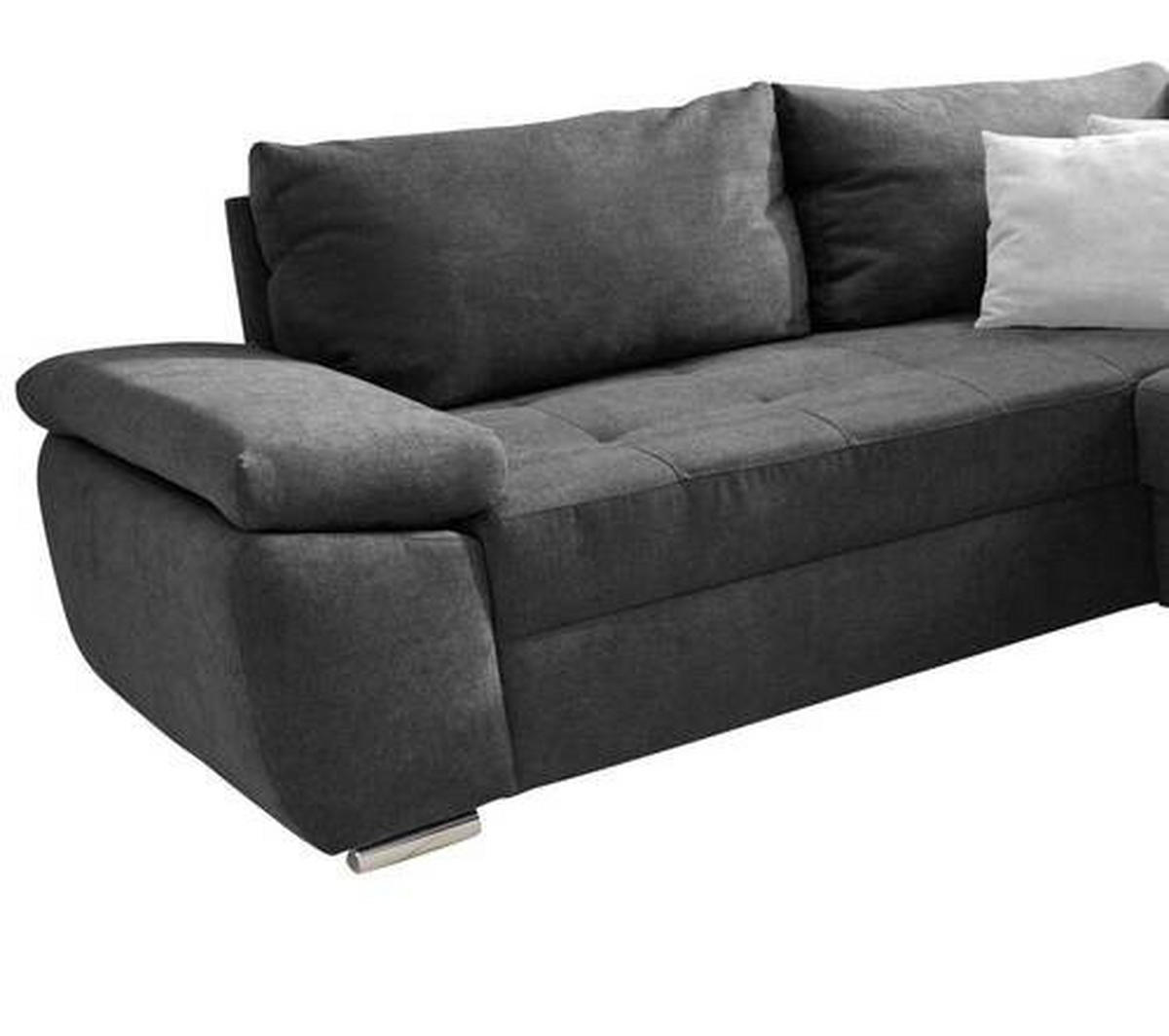 SJEDEĆA GARNITURA tekstil  antracit   - srebrne boje/boje kroma, Konvencionalno, tekstil/metal (219/305/157cm) - Livetastic