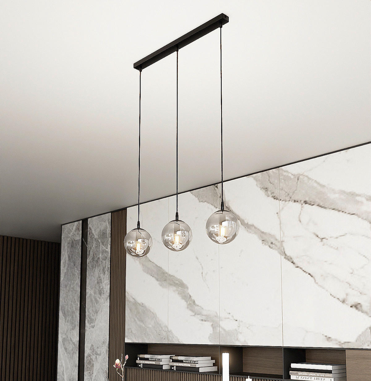 HÄNGELEUCHTE  70/14/100 cm    - Schwarz, KONVENTIONELL, Glas/Metall (70/14/100cm)