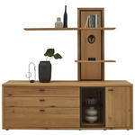WOHNWAND  in Eichefarben  208/202/45 cm  - Dunkelgrau/Eichefarben, Design, Glas/Holz (208/202/45cm) - Valnatura
