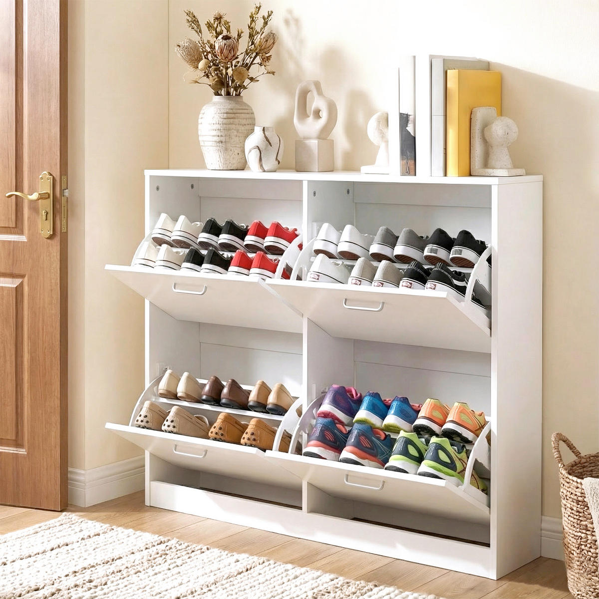 SCHUHKIPPER  in 105,5/82,7/24 cm  - Silberfarben/Weiß, Trend, Holzwerkstoff/Metall (105,5/82,7/24cm) - Boxxx