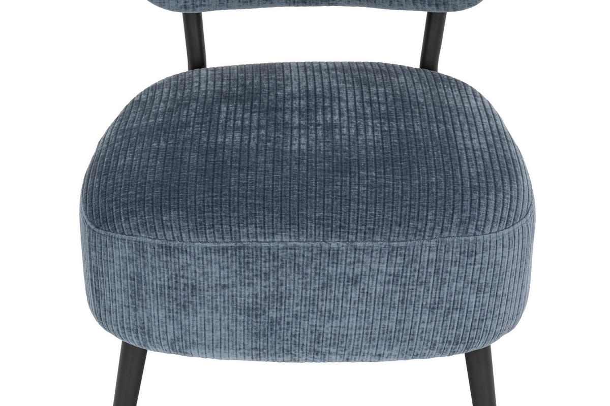 SESSEL in Cord Blau  - Blau/Schwarz, Design, Textil/Metall (62/76/65,5cm) - P & B