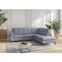 ECKSOFA in Vliesstoff Kombination Echtleder/Stoff Graublau  244/212 cm  - Graublau/Schwarz, MODERN, Leder/Textil (244/212cm) - Sit & More