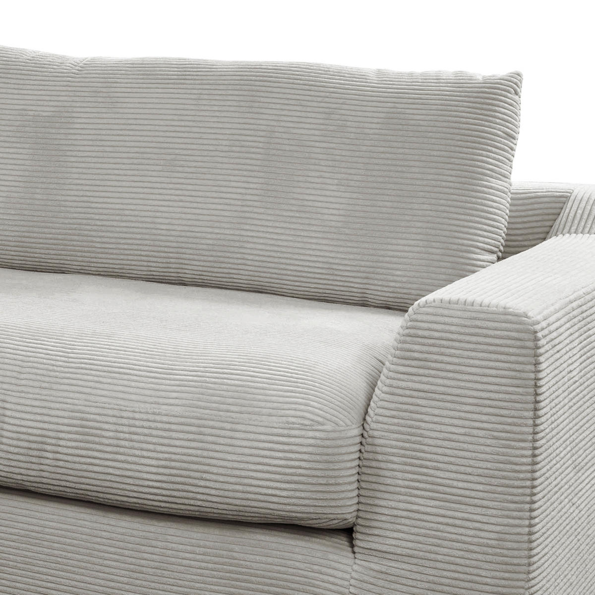 BIGSOFA in Cord Hellgrau  - Hellgrau/Schwarz, Design, Kunststoff/Textil (276/90/109cm) - Sit & More