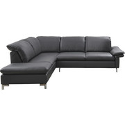 WOHNLANDSCHAFT in Leder Graphitfarben - Chromfarben/Graphitfarben, Design, Leder/Metall (241/272cm) - Chilliano