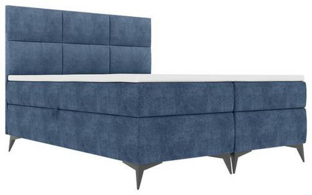 BOXBETT 140/200 cm  in Dunkelblau  - Schwarz/Dunkelblau, KONVENTIONELL, Textil/Metall (140/200cm) - Carryhome