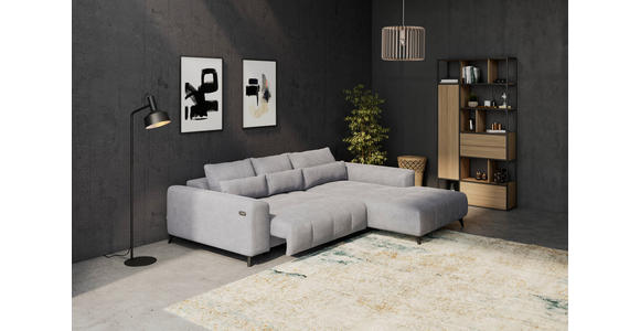 ECKSOFA  in Chenille Silberfarben  279/222 cm  - Silberfarben/Schwarz, KONVENTIONELL, Kunststoff/Textil (279/222cm) - Hom`in
