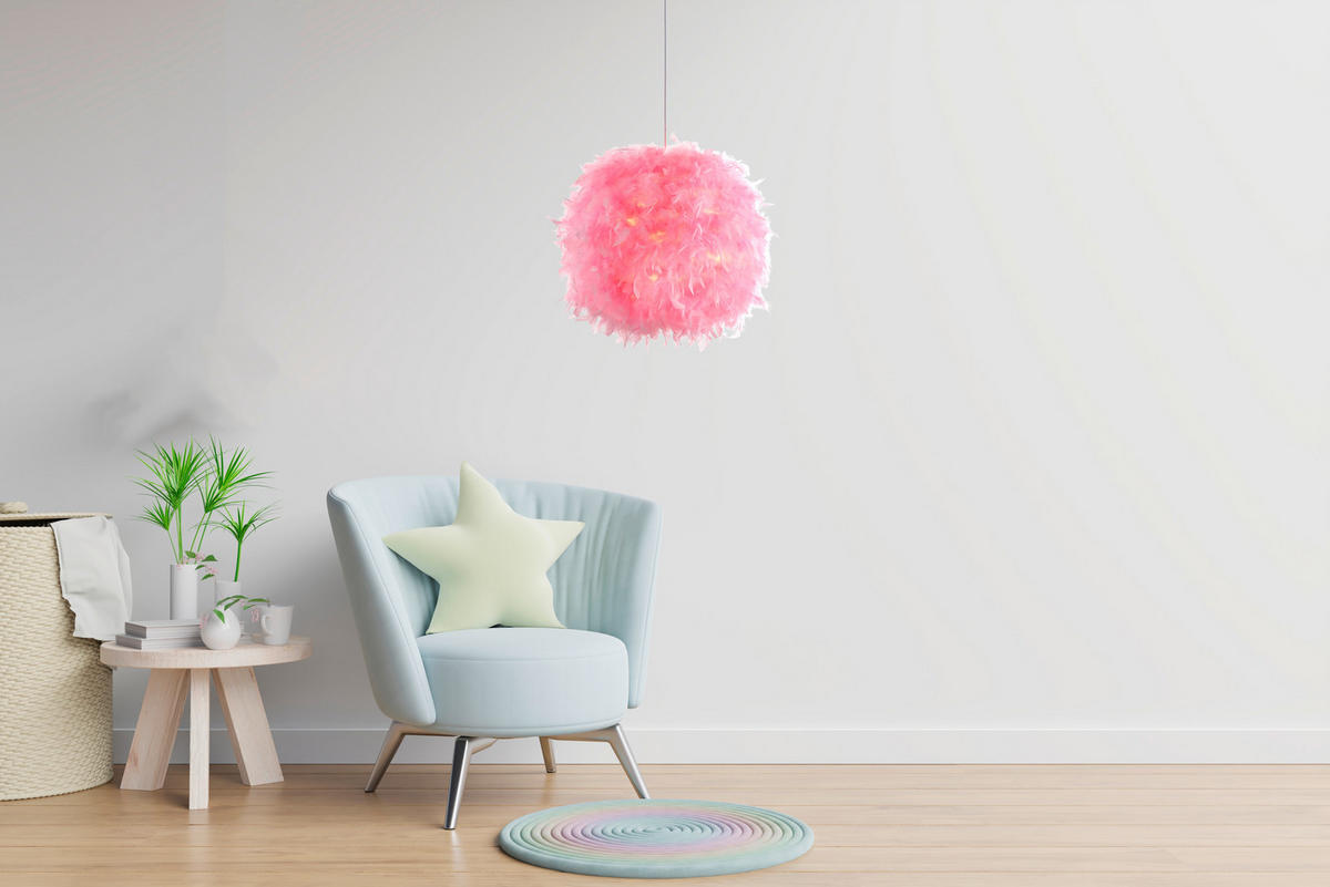 HÄNGELEUCHTE 40/150 cm  - Pink/Weiß, Basics, Textil/Metall (40/150cm) - Globo