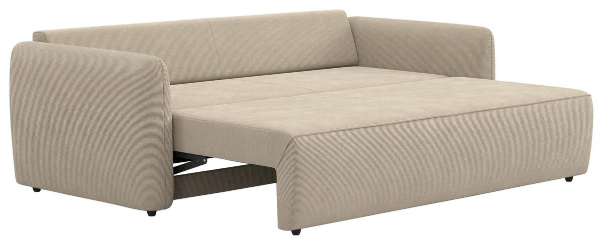 SCHLAFSOFA Cord Hellbraun  - Hellbraun/Schwarz, Trend, Kunststoff/Textil (222/89/102cm) - MID.YOU