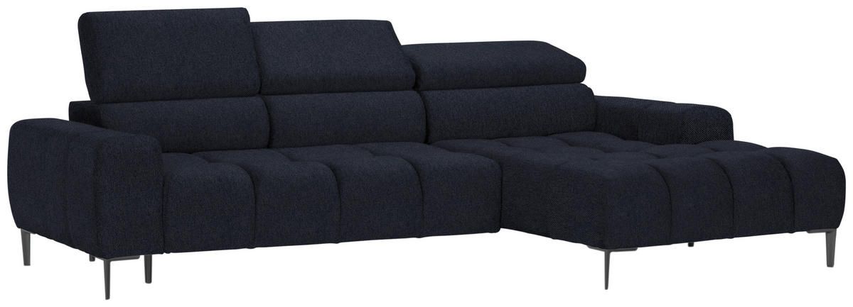 ECKSOFA in Webstoff Schwarz  - Schwarz, Design, Textil/Metall (270/177cm) - Welnova