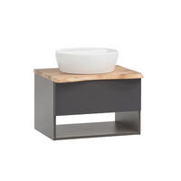 WASCHTISCHKOMBI 61 cm  - Eiche Wotan/Graphitfarben, Natur, Keramik/Holzwerkstoff (61cm) - Xora