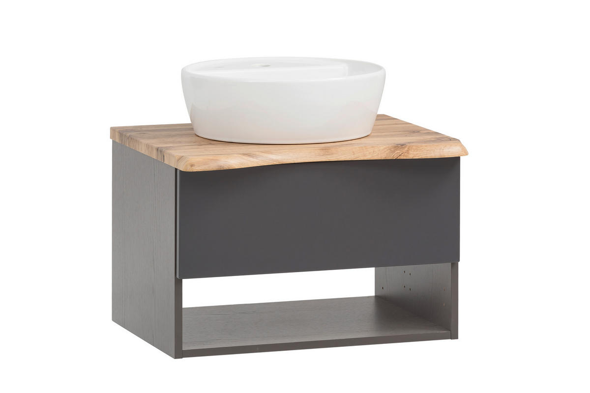 WASCHTISCHKOMBI 61 cm  - Eiche Wotan/Graphitfarben, Natur, Keramik/Holzwerkstoff (61cm) - Xora