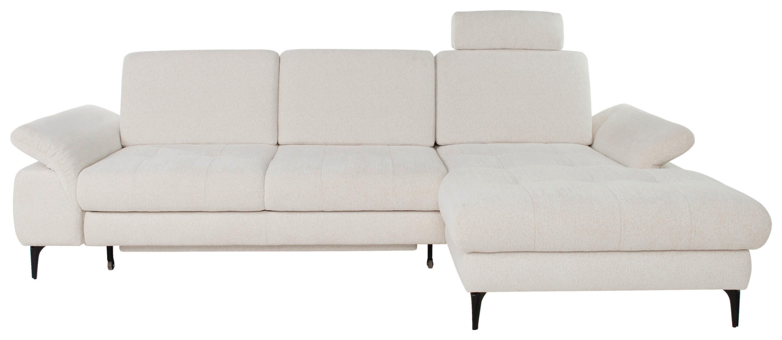 ECKSOFA ALMA Creme Chenille  - Creme/Schwarz, Design, Textil/Metall (285/191cm) - Livetastic