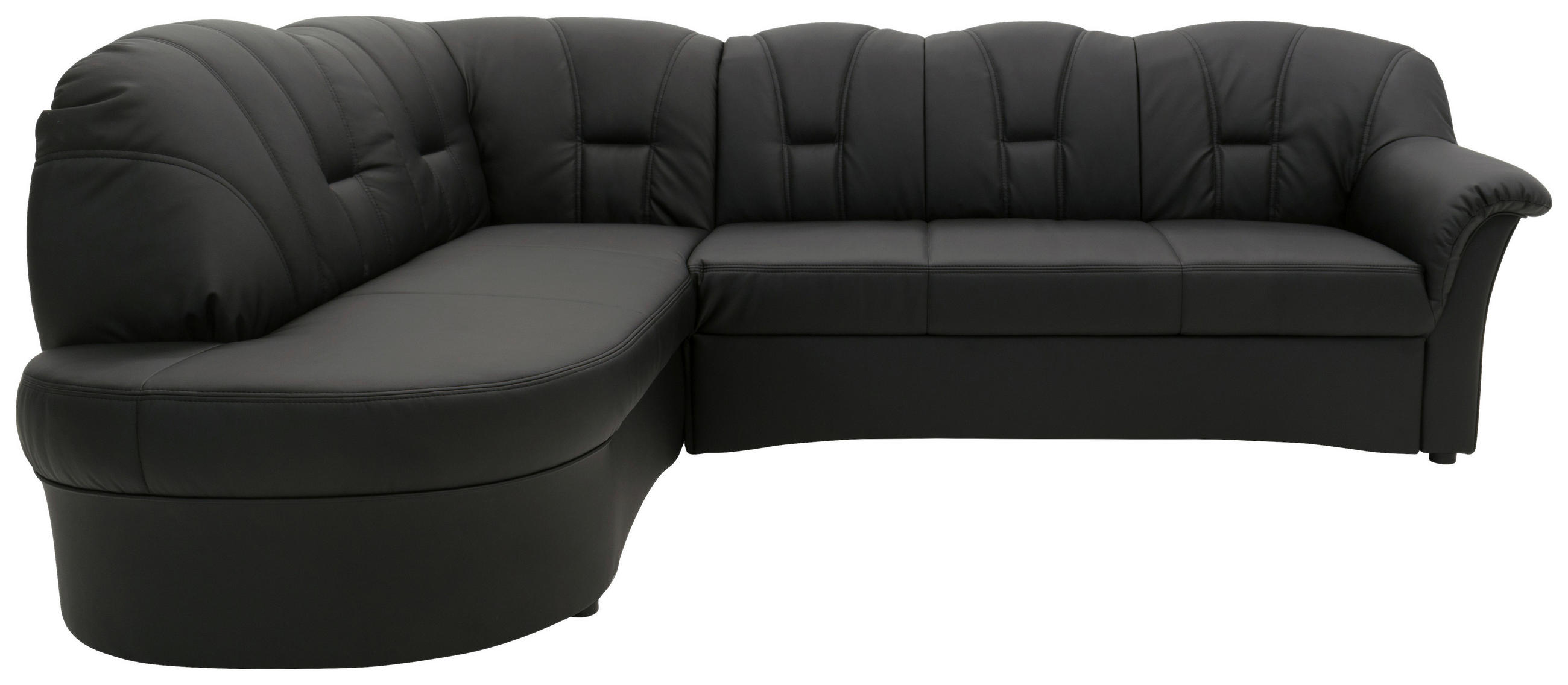 Ecksofa Schwarz Lederlook  - Schwarz/Weiß, KONVENTIONELL, Textil (180/243cm) - MID.YOU
