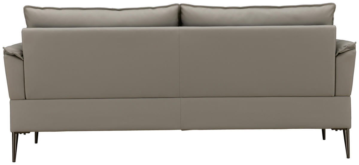 2-SITZER-SOFA Grau Echtleder  - Schwarz/Grau, Design, Leder/Metall (195/90/91cm) - MID.YOU