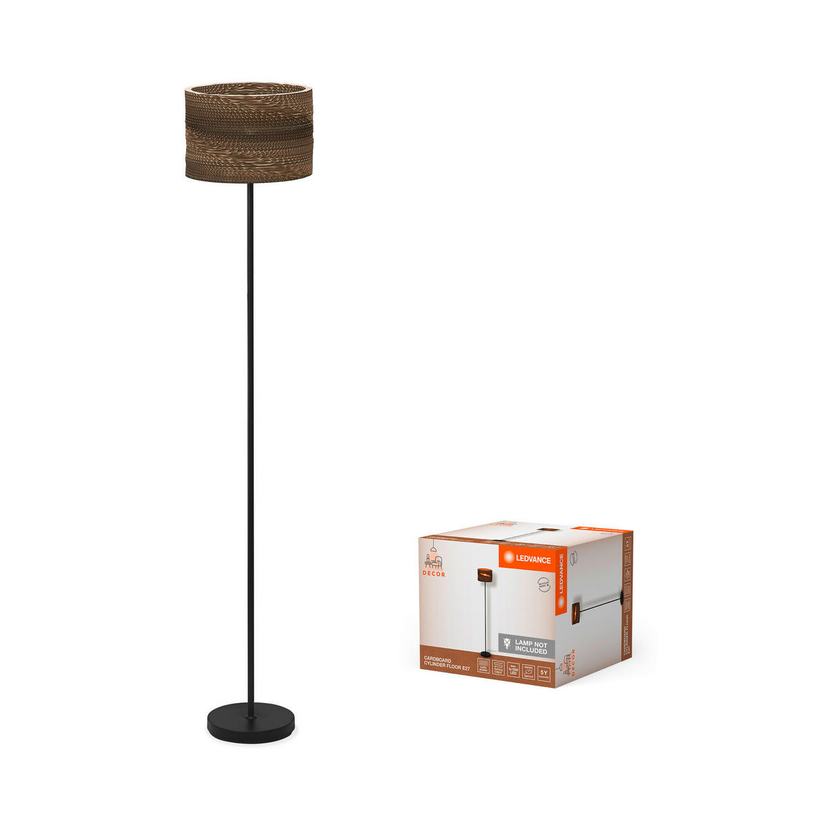 STEHLEUCHTE 30/160 cm    - Hellbraun/Schwarz, KONVENTIONELL, Karton/Metall (30/160cm) - Ledvance
