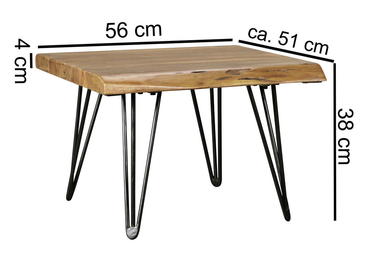 KONFERENČNÍ STOLEK, barvy sheesham, dřevo, 56/51/38 cm - černá/barvy sheesham, Design, kov/dřevo (56/51/38cm) - MID.YOU