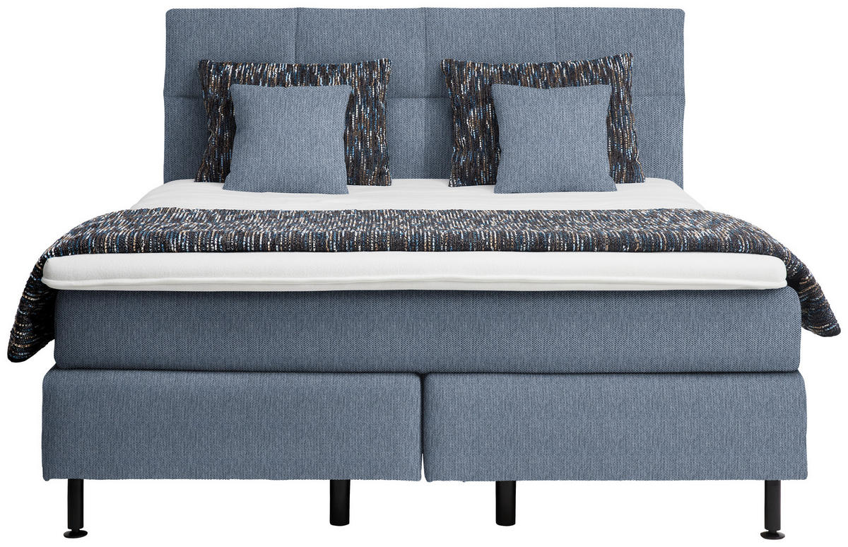 BOXSPRINGBETT 180/200 cm  in Blau  - Blau/Schwarz, Design, Kunststoff/Textil (180/200cm) - Beldomo - Sleep