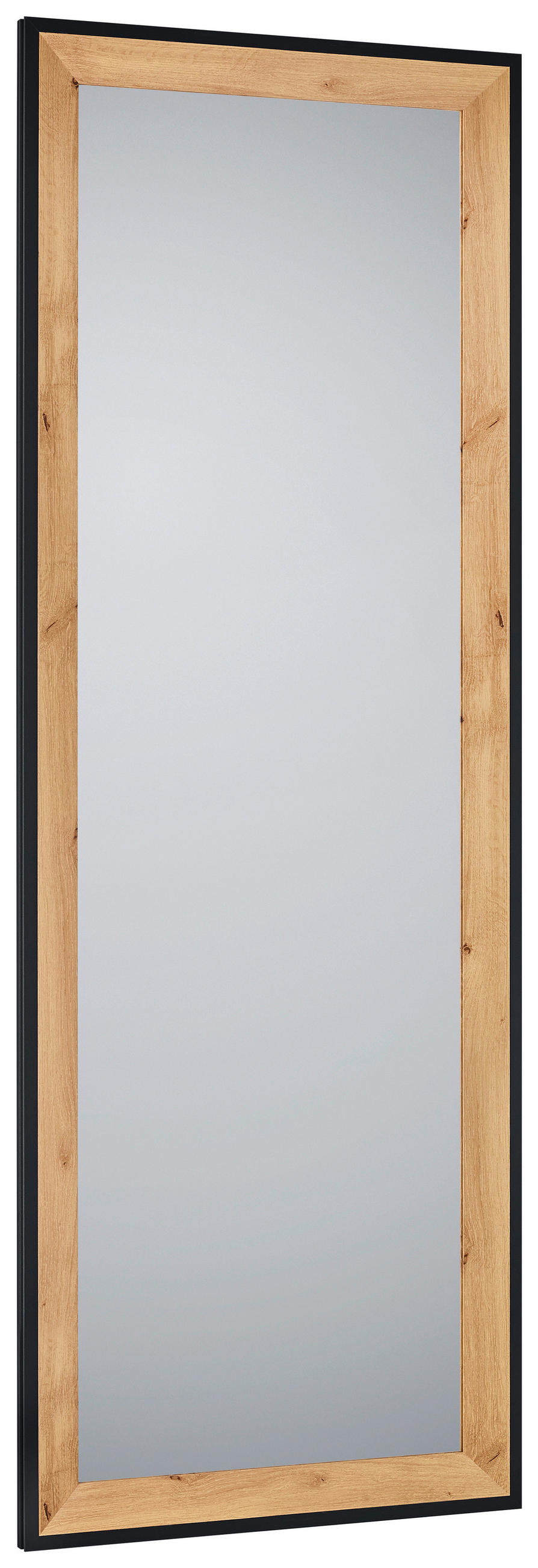 NÁSTENNÉ ZRKADLO 50/150/2,7 cm  - čierna/farba duba, Modern, kompozitné drevo/sklo (50/150/2,7cm)