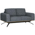 2-SITZER-SOFA in Struktur Dunkelgrau  - Dunkelgrau/Schwarz, Design, Holz/Textil (166/85-104/95cm) - Novel