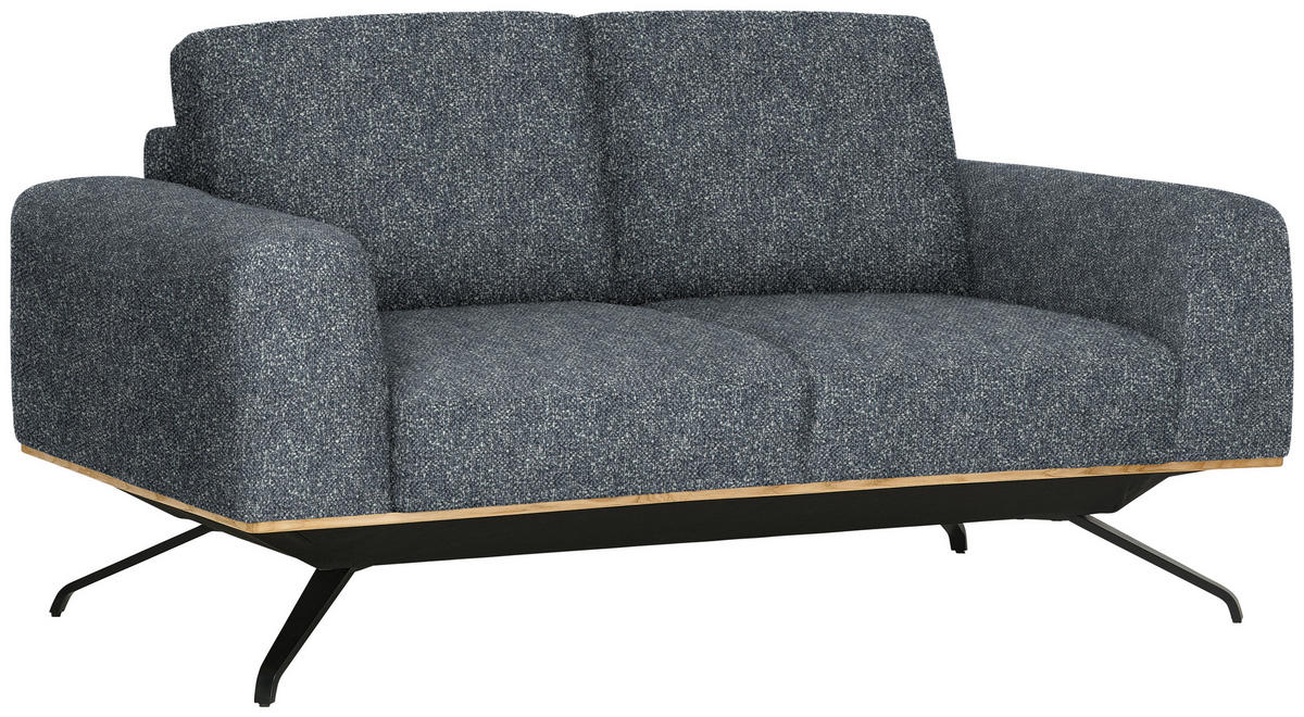 2-SITZER-SOFA in Struktur Dunkelgrau  - Dunkelgrau/Schwarz, Design, Holz/Textil (166/85-104/95cm) - Novel