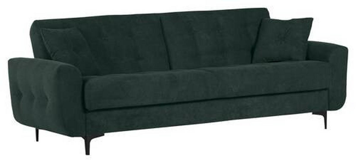 BÄDDSOFFA i flatväv mörkgrön  - svart/mörkgrön, Klassisk, metall/textil (230/84/95cm) - Livetastic
