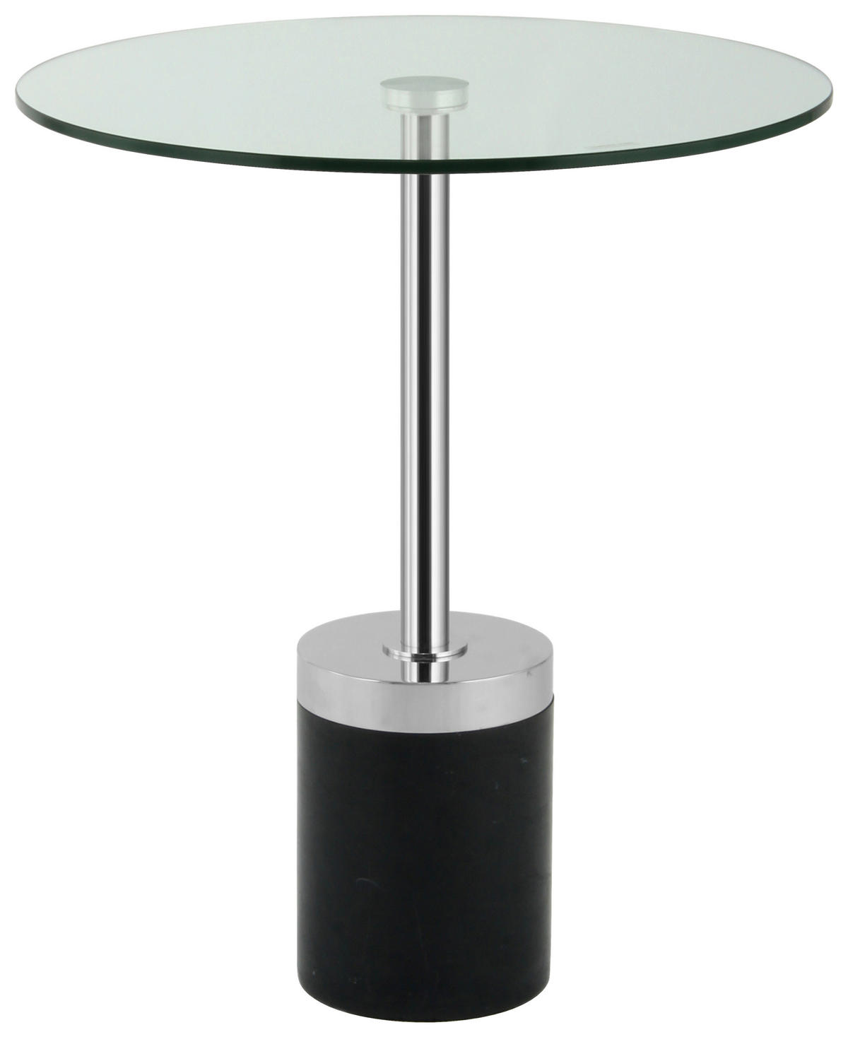 BEISTELLTISCH 46/46/53 cm Schwarz, Silberfarben rund  - Silberfarben/Schwarz, Design, Glas/Stein (46/46/53cm) - Kayoom