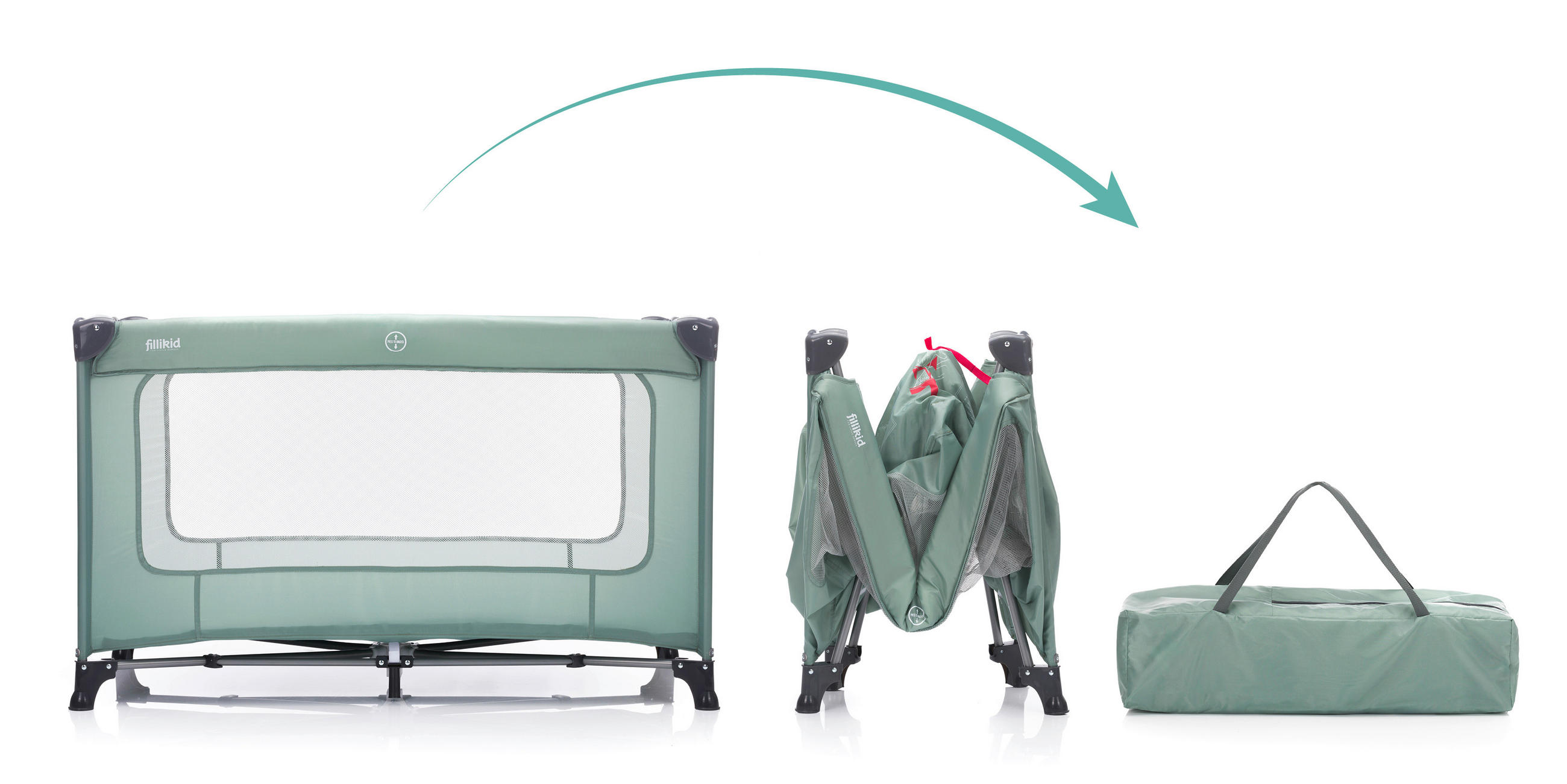 CESTOVNÍ POSTEL   - zelená, Basics, kov/textil (120/60cm) - Fillikid