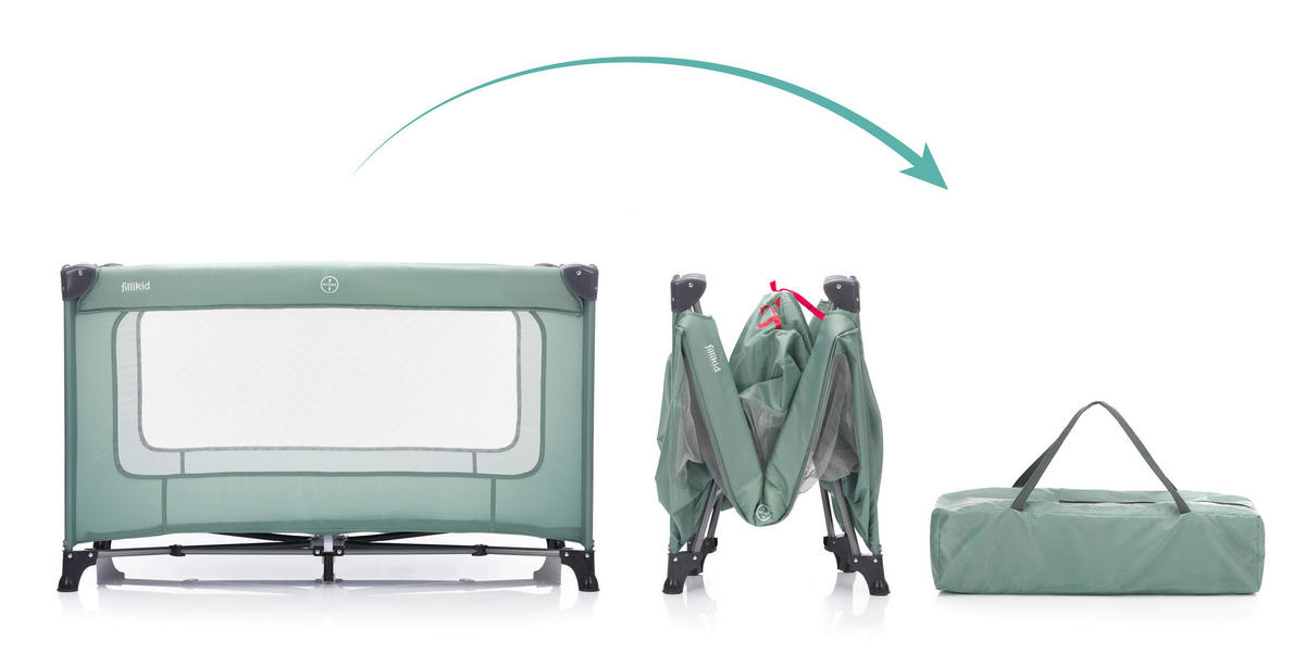 CESTOVNÍ POSTEL   - zelená, Basics, kov/textil (120/60cm) - Fillikid