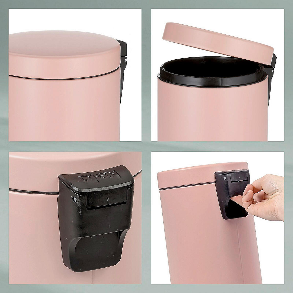 KOSMETIKEIMER MONACO 3 L  - Hellrosa/Schwarz, Basics, Kunststoff/Metall (17/26cm) - Kela