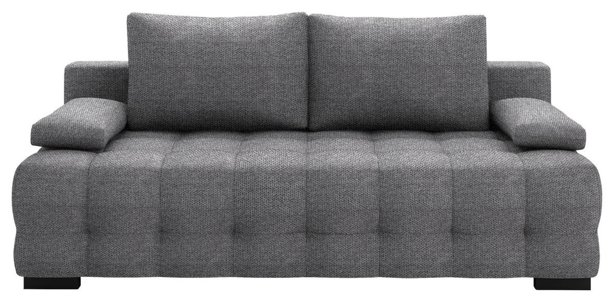 SCHLAFSOFA Jensen  mit Stoffauswahl, Schlafen auf Sitzhöhe, Rücken echt Struktur Dunkelgrau  - Dunkelgrau/Schwarz, KONVENTIONELL, Kunststoff/Textil (209/96/100cm) - Stylife