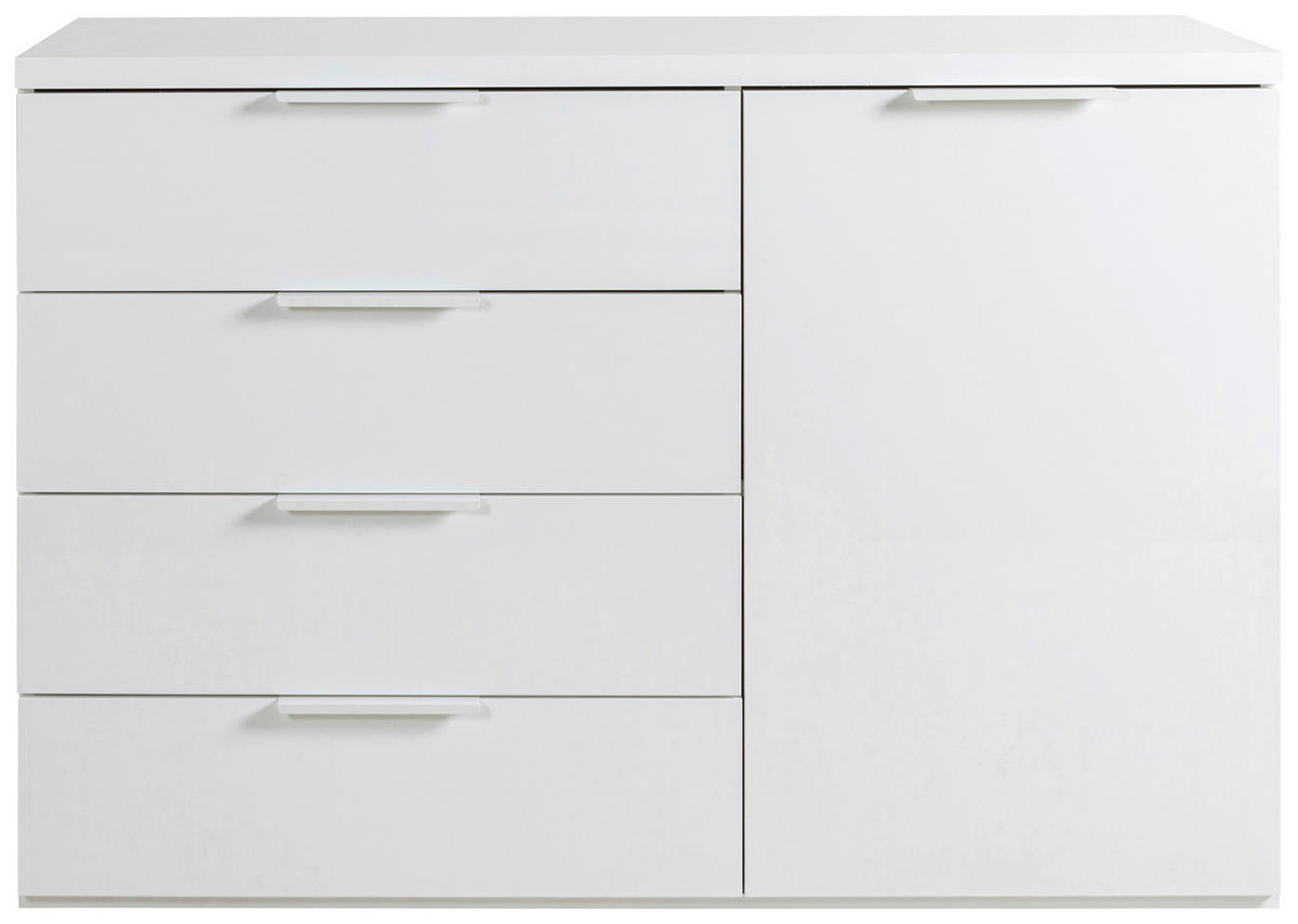 KOMODA, bela  - bela/visoki sijaj, Moderno, leseni material (120/82/44,4cm) - Carryhome