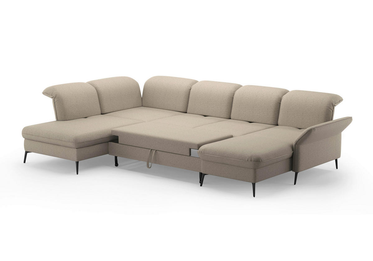 WOHNLANDSCHAFT in Flachgewebe Taupe  - Taupe/Schwarz, Konventionell, Textil/Metall (231/359/198cm) - Sit & More
