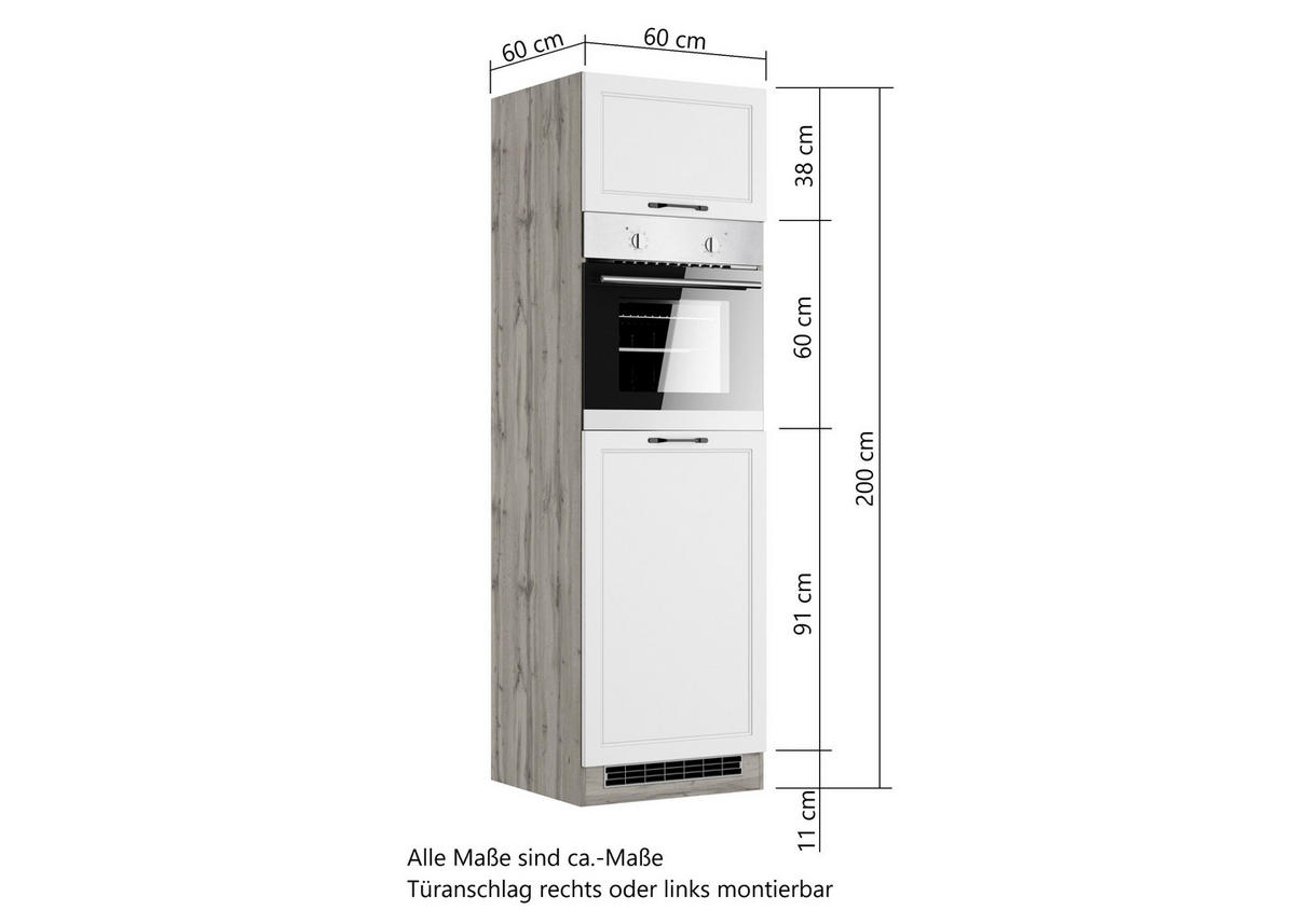 GERÄTEUMBAUSCHRANK 60/200/60 cm  in Grau  - Schwarz/Grau, LIFESTYLE, Holzwerkstoff/Metall (60/200/60cm) - Held