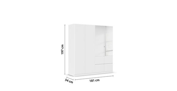 KLEIDERSCHRANK 4-türig Weiß  - Silberfarben/Weiß, Trend, Holzwerkstoff/Kunststoff (181/197/54cm) - Xora