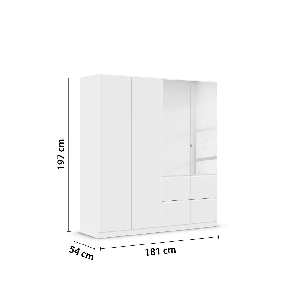 KLEIDERSCHRANK in Weiss  - Weiss/Silberfarben, Trend, Holzwerkstoff/Kunststoff (181/197/54cm) - Xora