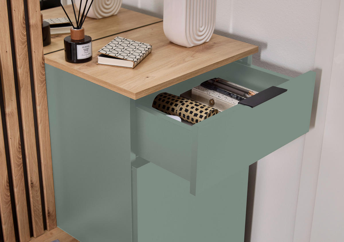 GARDEROBE 4-teilig  in 88/195/35 cm  - Salbeigrün/Eiche Artisan, Design, Glas/Holzwerkstoff (88/195/35cm) - Xora